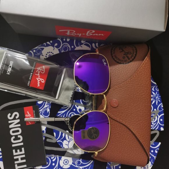NWT Rayban Flat Hexagonal Lilac 💯Authentic 3548 - Picture 5 of 5